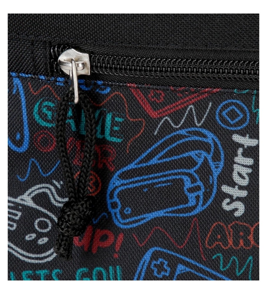Mochila escolar Roll Road Next Level adaptável com dois compartimentos, preta - 33x44x17cm -