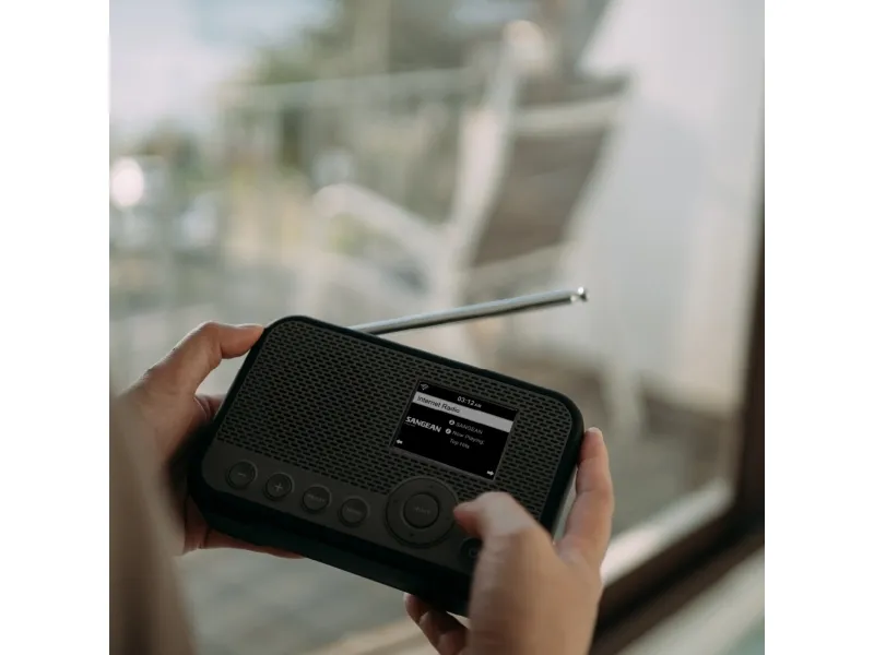 Internet bordradio Sangean WFR-39 Internet, DAB, FM Spotify, Vækkefunktion, genopladelig Grå, Sort