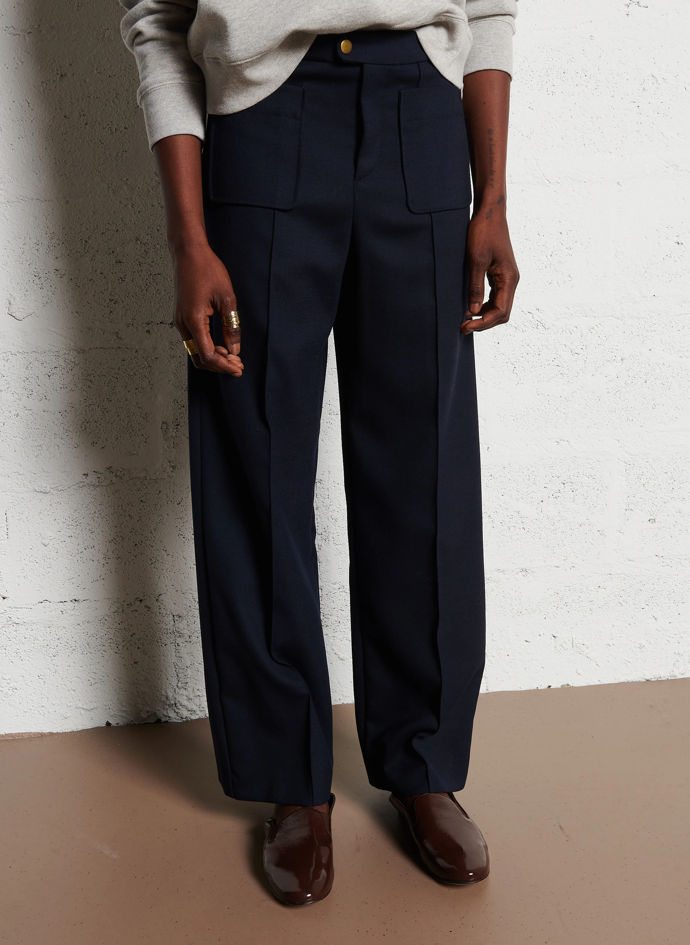 Pantalon large | Bleu