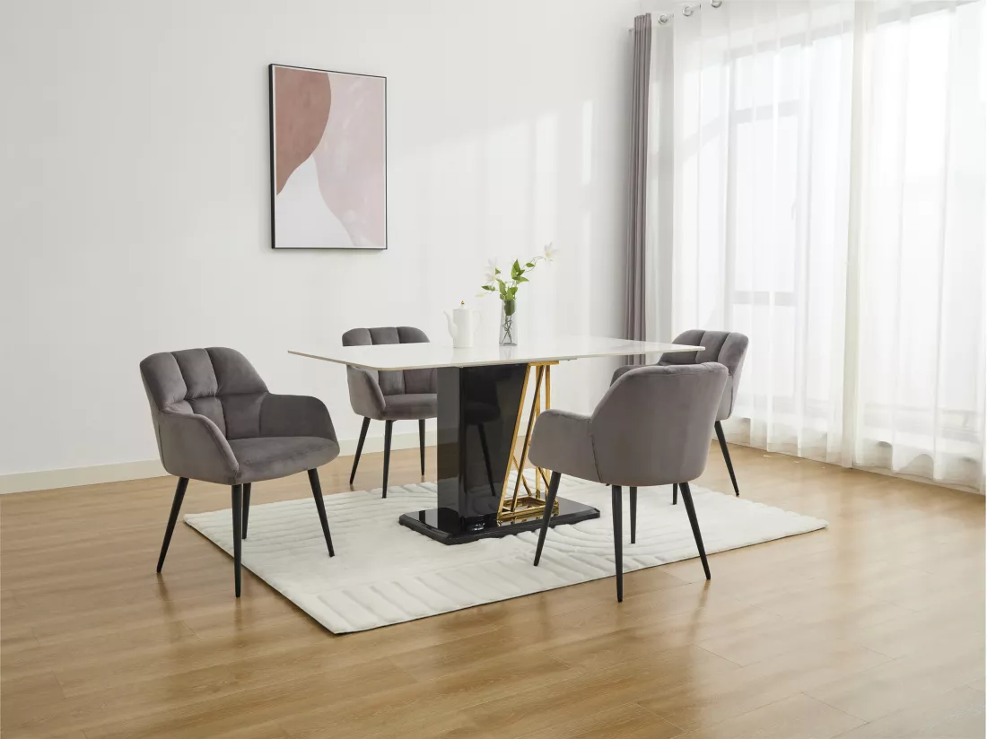 Lot de 2 chaises avec accoudoirs - Velours et métal - Gris - PEGA de Pascal MORABITO