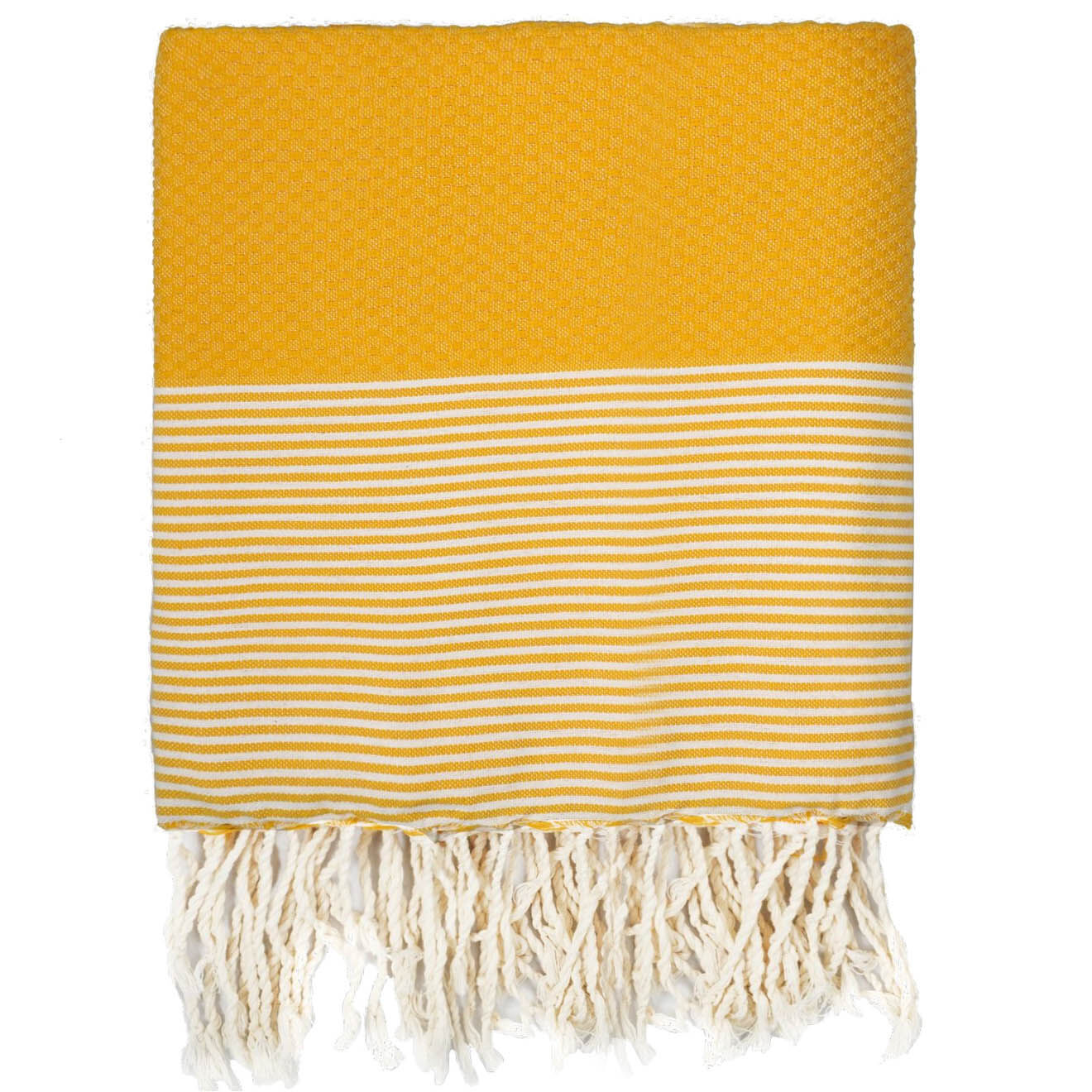 Febronie Fouta Famiglia XXL Nid d'Abeille Ibiza jaune safran -  200x200 cm