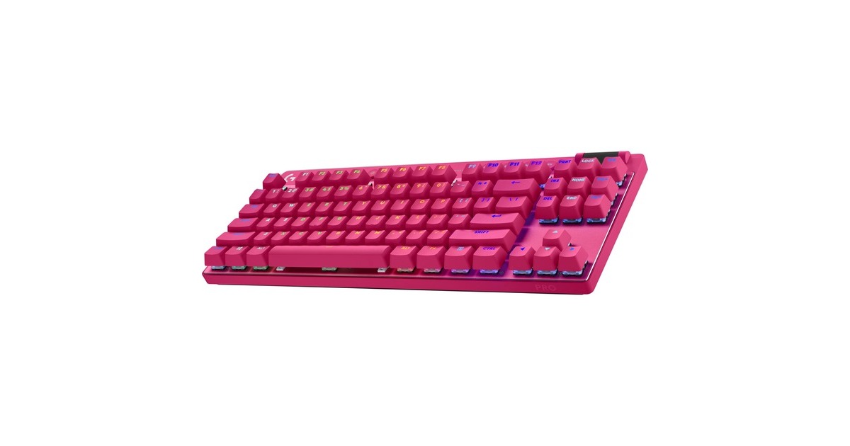 LogitechPRO X TKL, gaming toetsenbord  (Magenta, US-International, GX Brown, 80% (TKL), RGB leds, PBT Doubleshot keycaps, 2,4 GHz / Bluetooth / USB-C)
