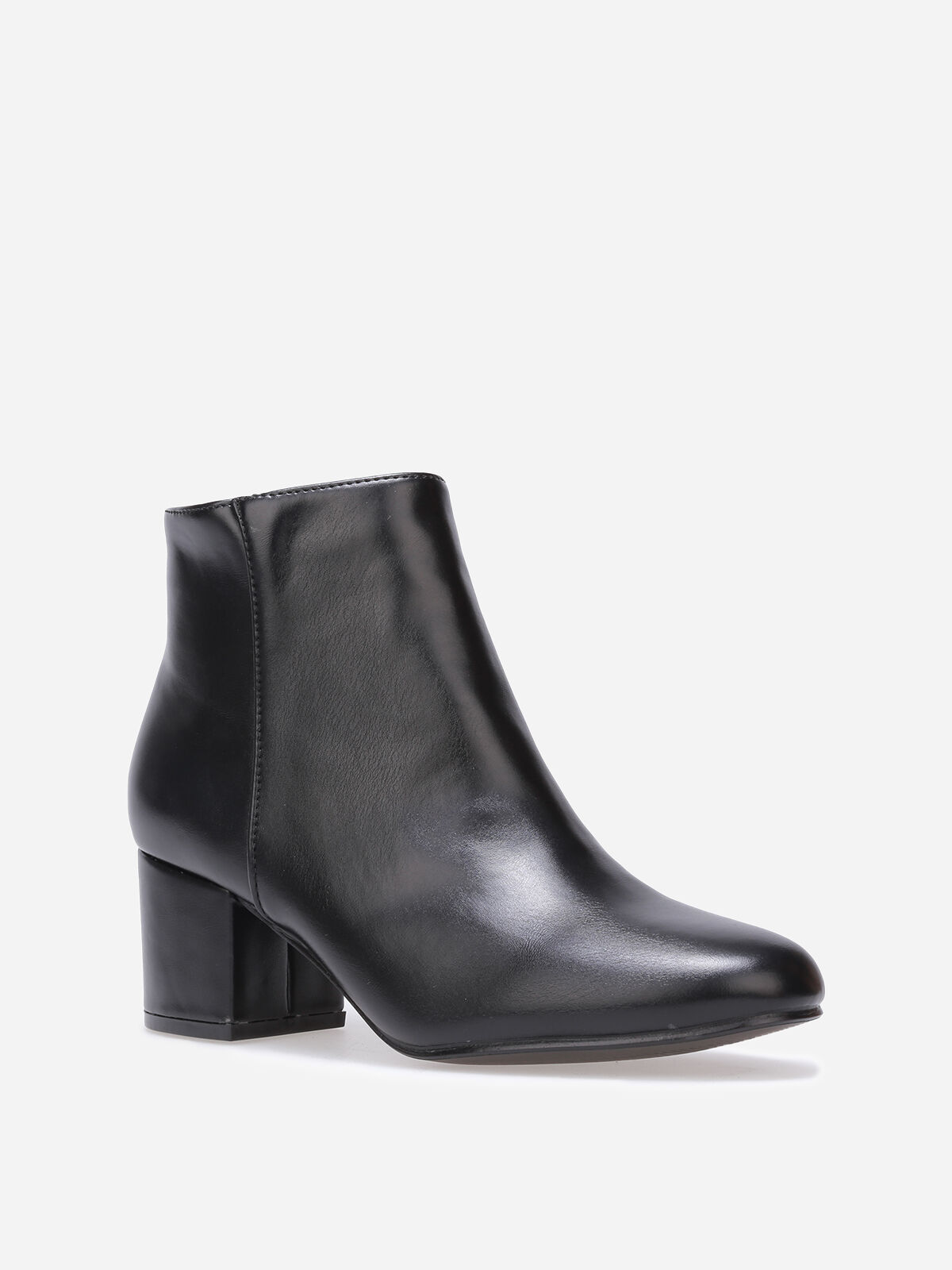 Bottines à talon et bout rond- Noir