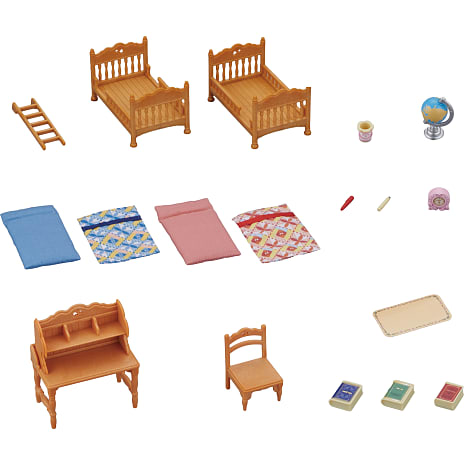 Sylvanian Families landhus børneværelse med køjeseng
