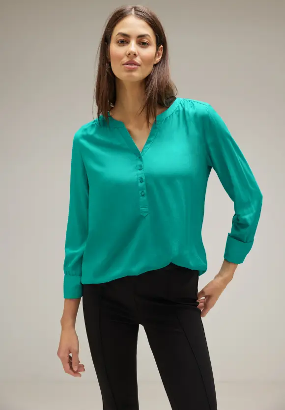 Longbluse in Unifarbe - iced green