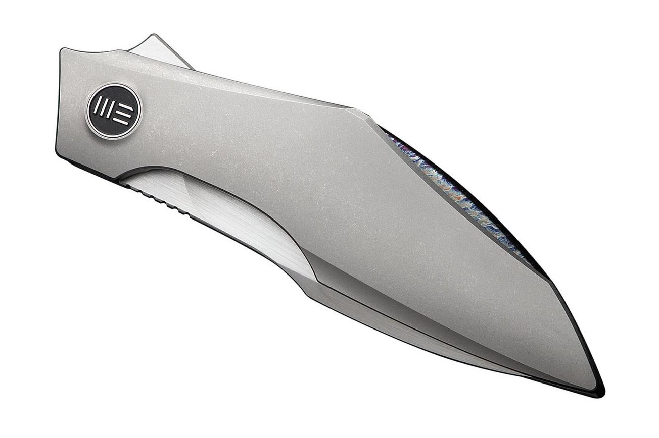 WE Knife Krait Snake WE24084-2 Hand Rubbed Satin Böhler M390, Gray Titanium, Flamed Hardware, zakmes, Tashi Bharucha design