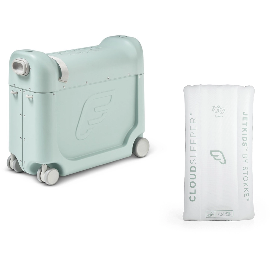 JETKIDS™ BY STOKKE® Aufsitzkoffer BedBox™ Green Aurora und Matratze CloudSleeper™ weiß