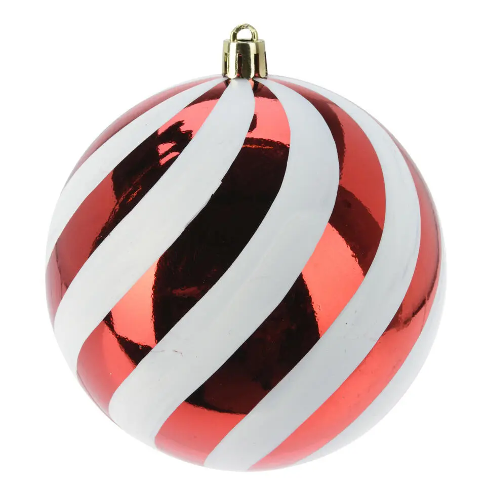 Christmas Decoration Kerstballen - 5x - 8 cm -rood/wit- kunststof
