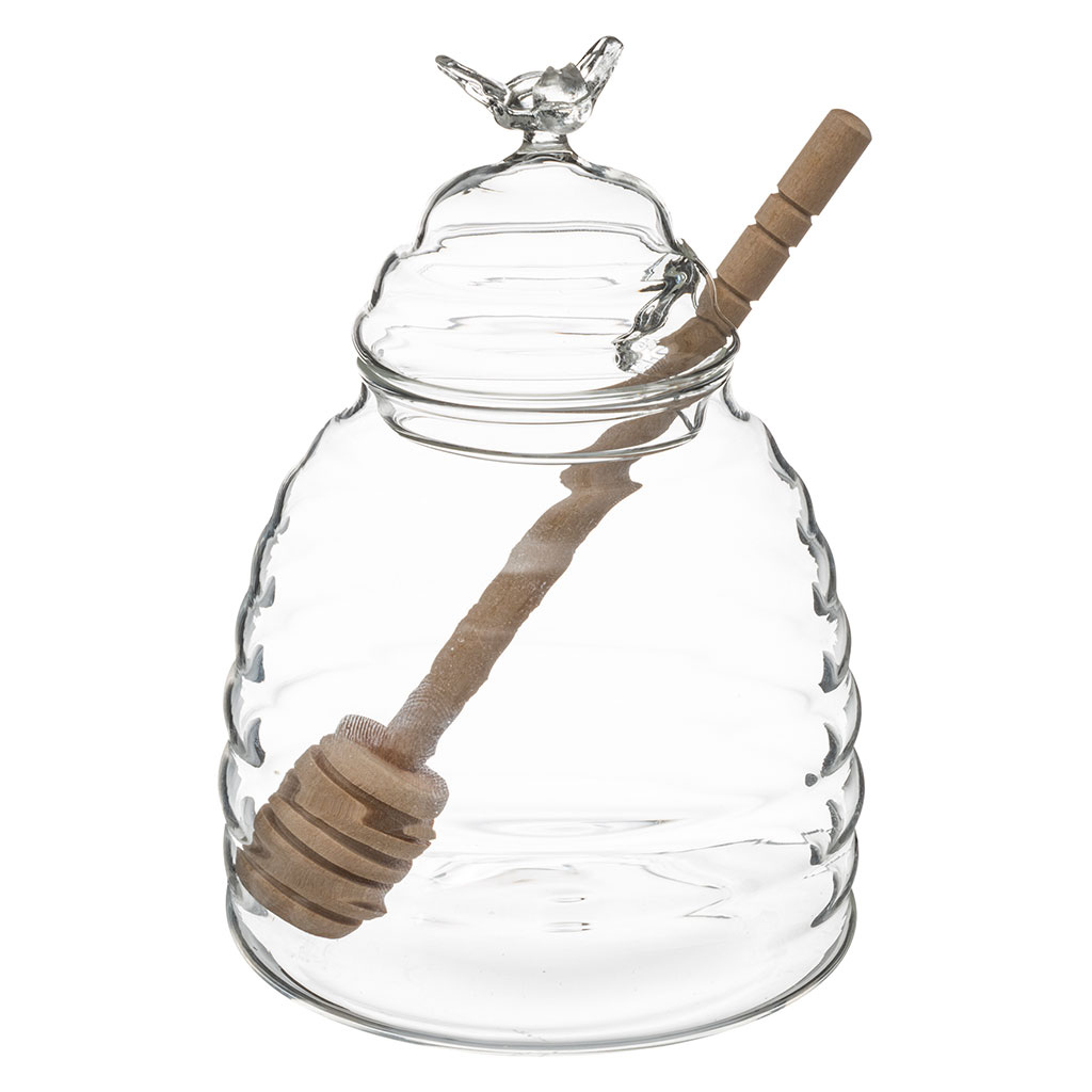 Pot à miel verre avec cuillère bois 0.40L