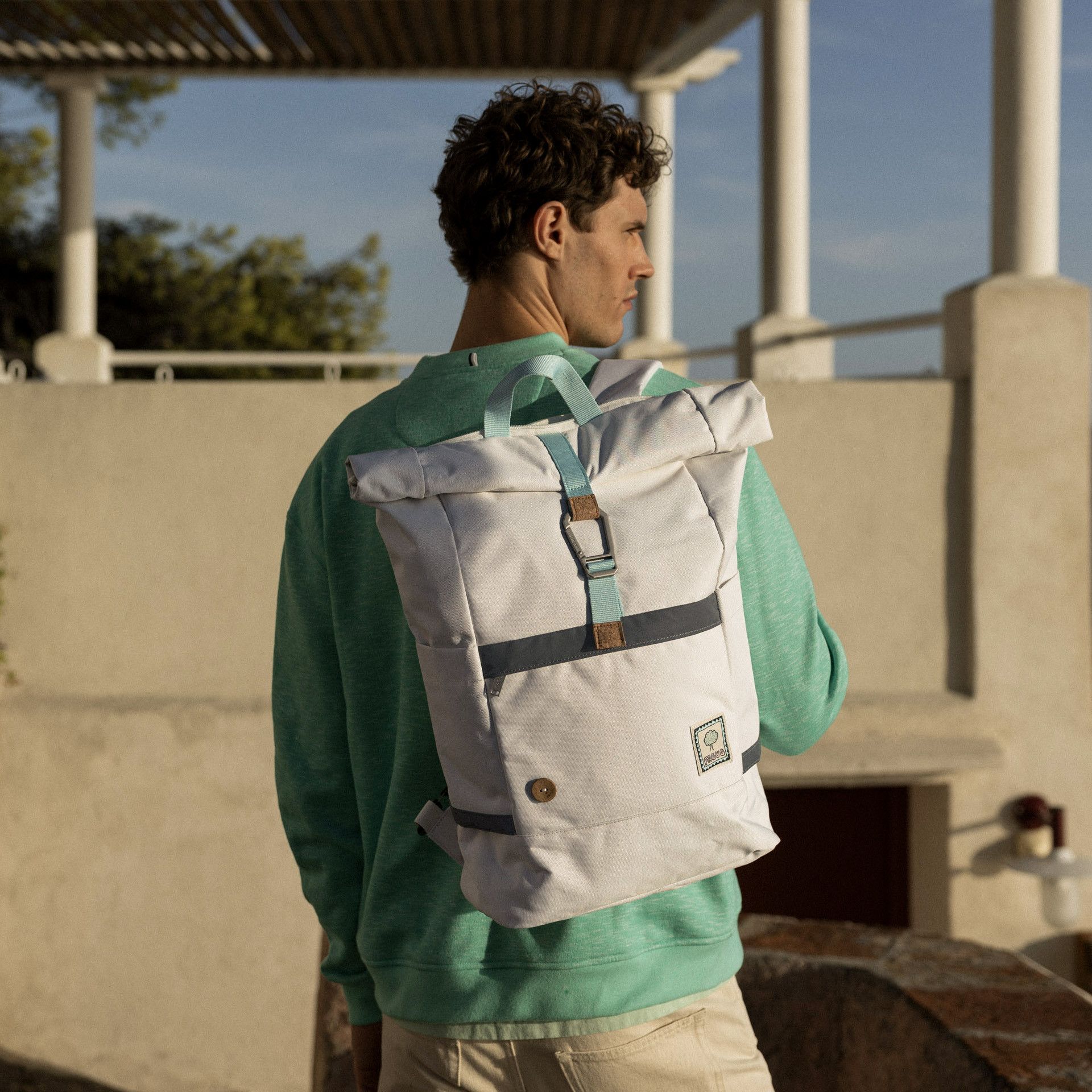 Sac à dos écru vegan polyester recyclé - modèle cycling medium