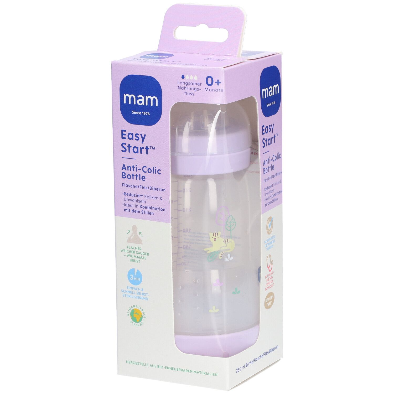 MAM Babyflasche Easy Start Anti-Colic 260 ml, lila