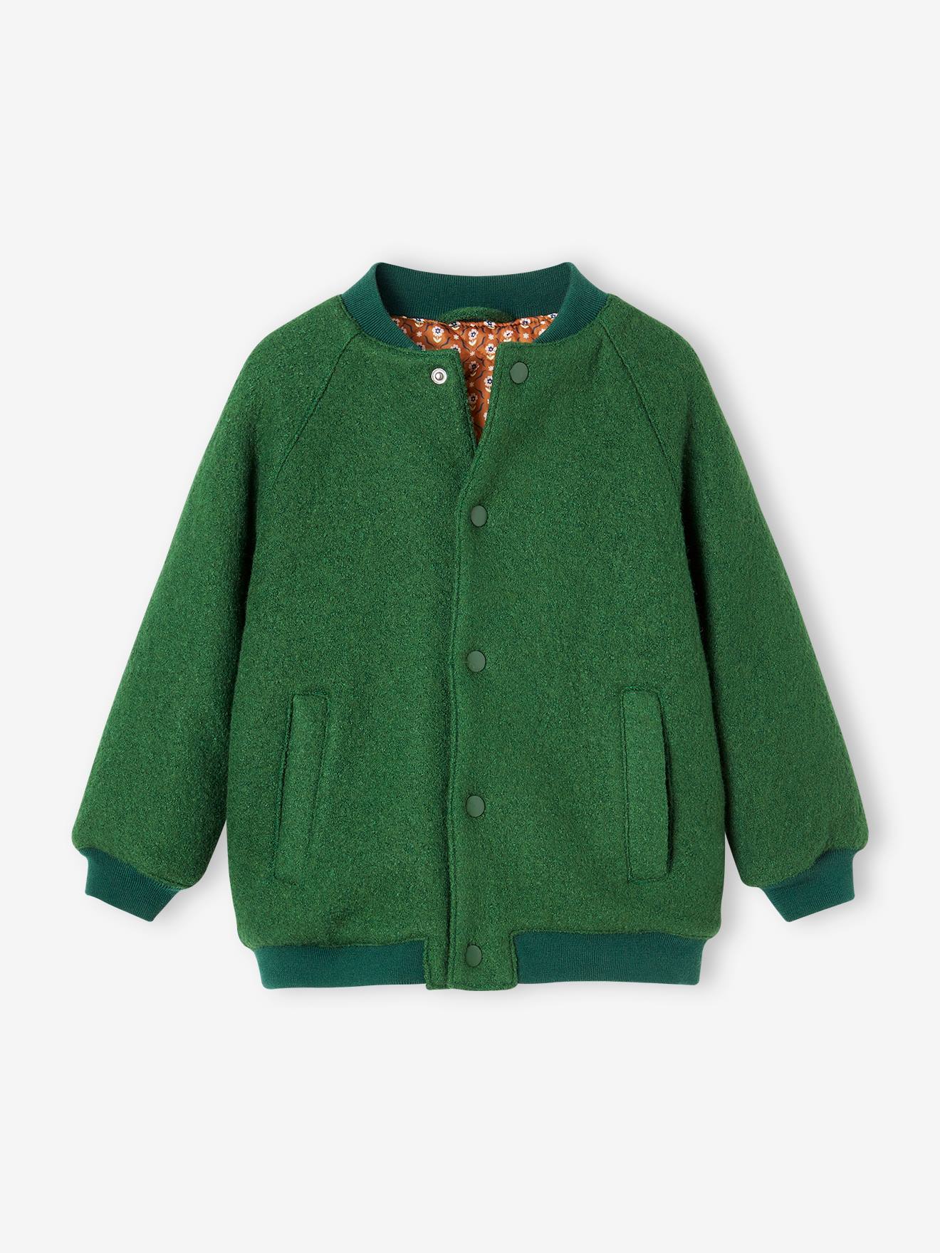 Casaco teddy de lã felpuda verde inglesa para meninas