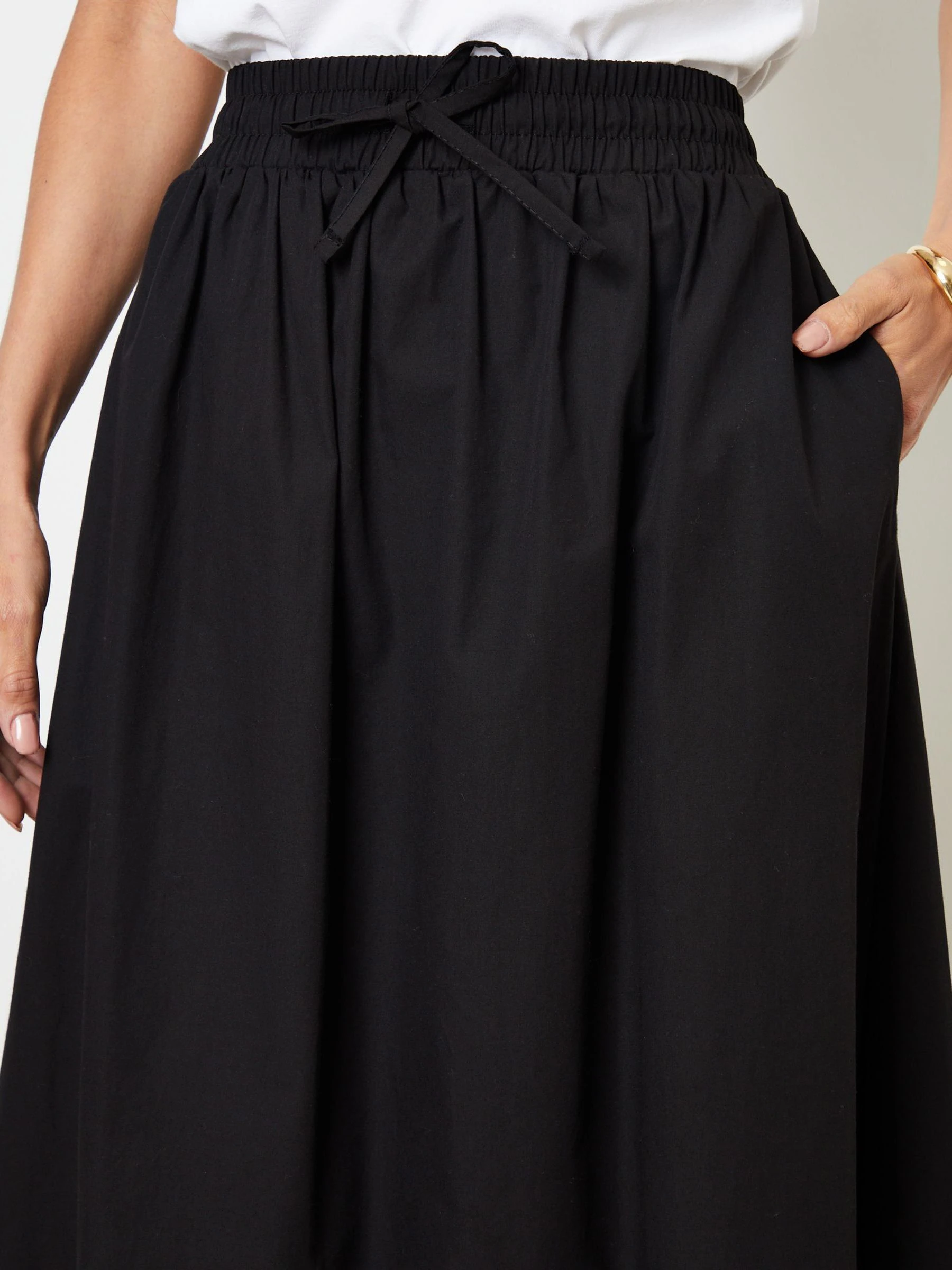 Threadbare Cotton Poplin Tie Waist Skirt with Pockets
