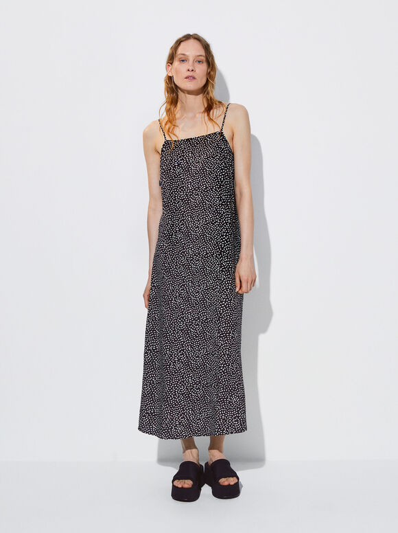 Vestido midi estampado - Multicolorido