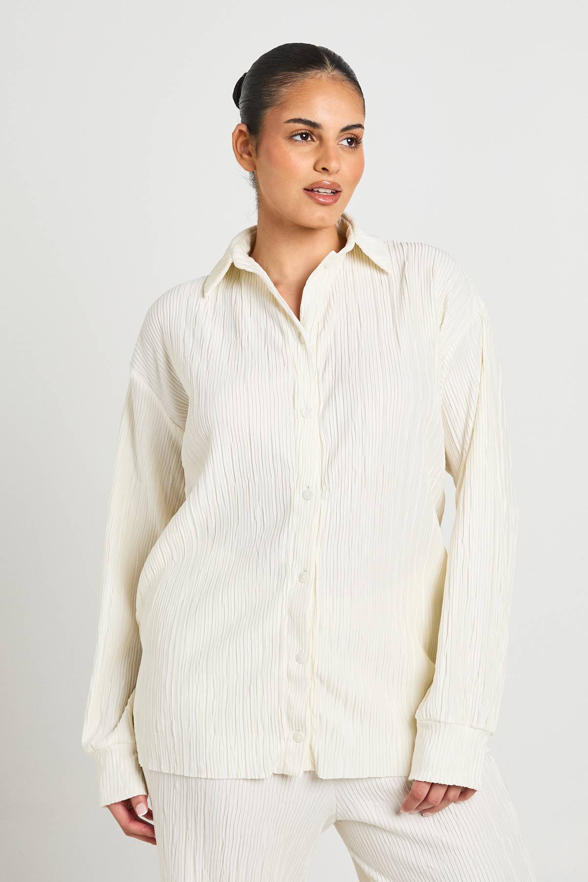 boohoo Chemise Oversize Plissée Grande Taille
