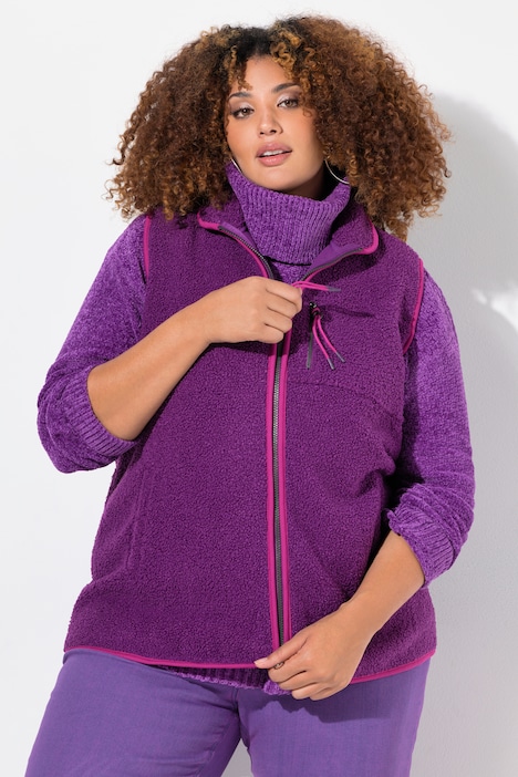 Teddyweste, Stehkragen, 2-Wege-Zipper, ärmellos