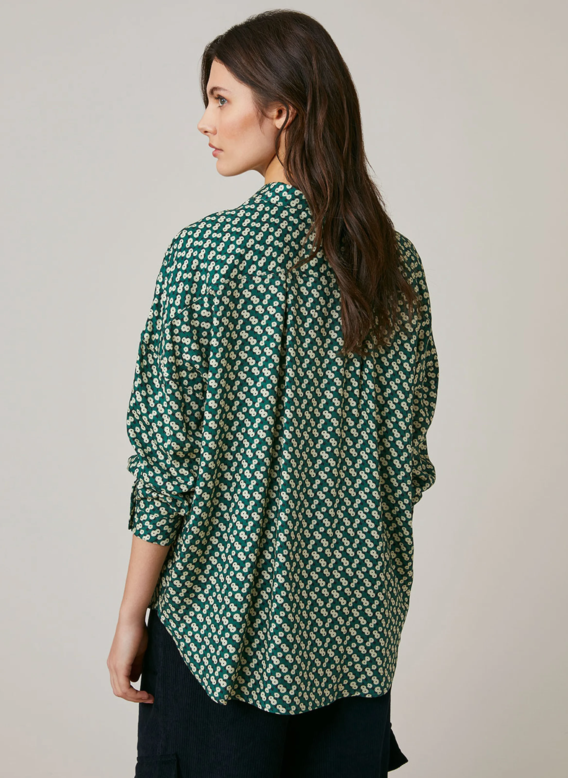 FLAURA - Chemise col classique imprimé fleuri | Vert
