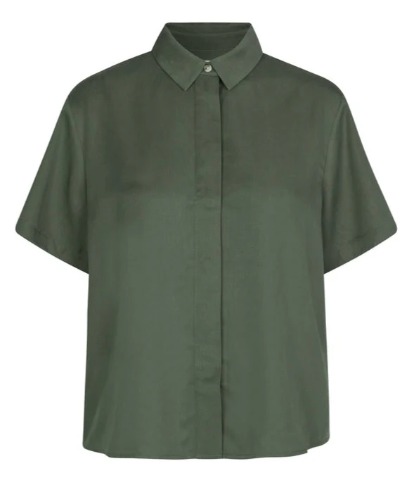 Samsøe Samsøe  Mina SS skjorte - Dusty Olive