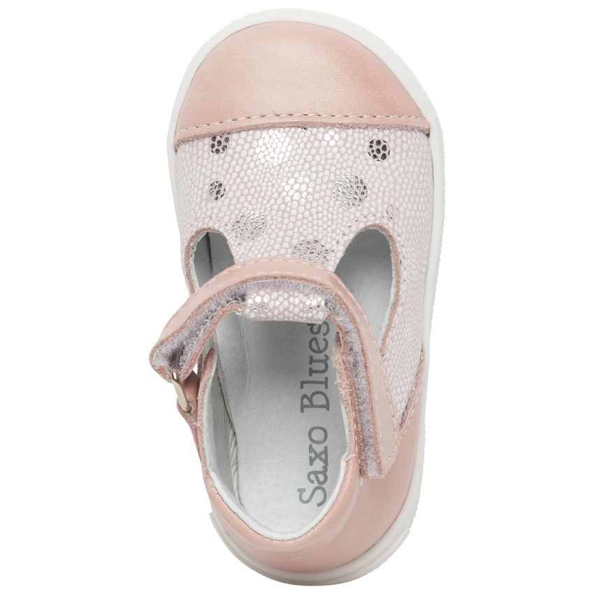 Salomés en cuir rose irisé à pois - Rose