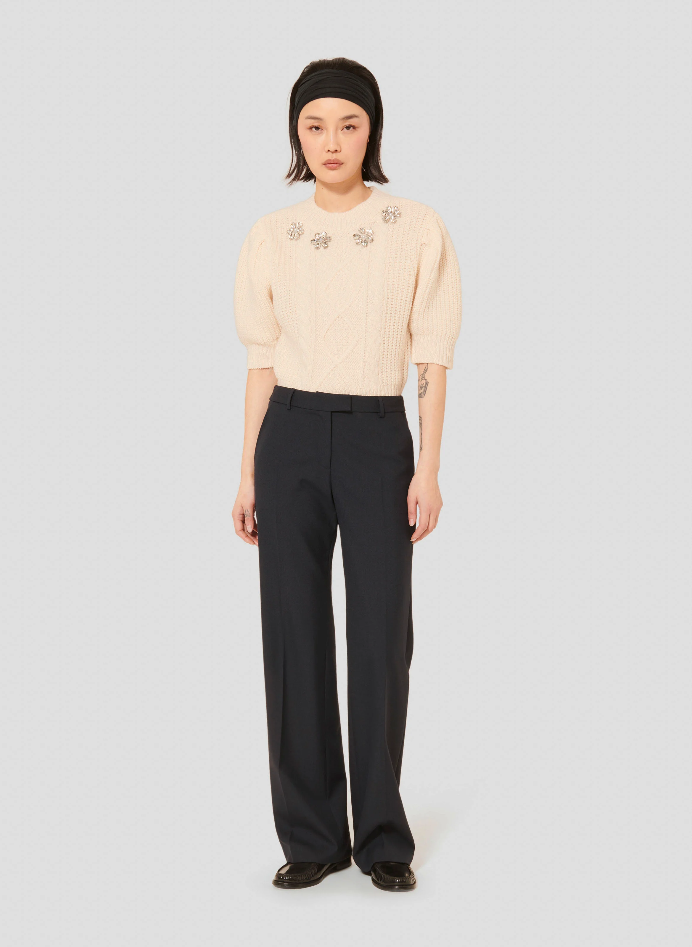 PRIMERO - Pantalon droit en laine mélangée | Bleu