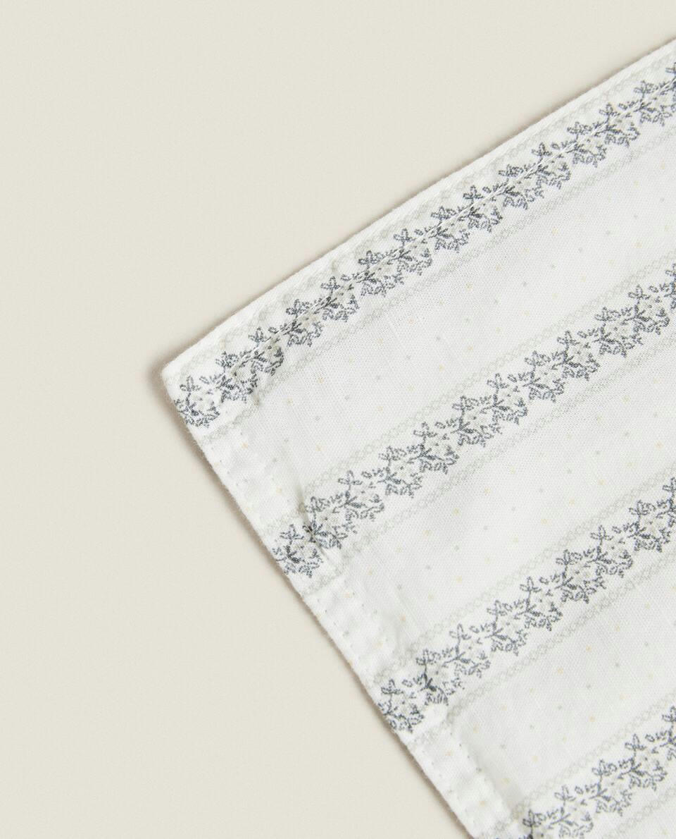 Conjunto de mini berço em linho listrado com flores
