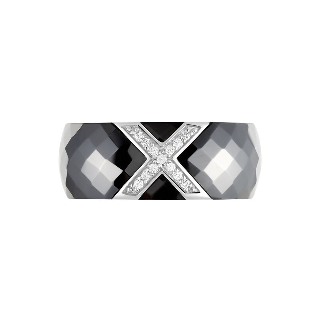 Bague Ceramique X Argent Blanc Oxyde De Zirconium Et Céramique