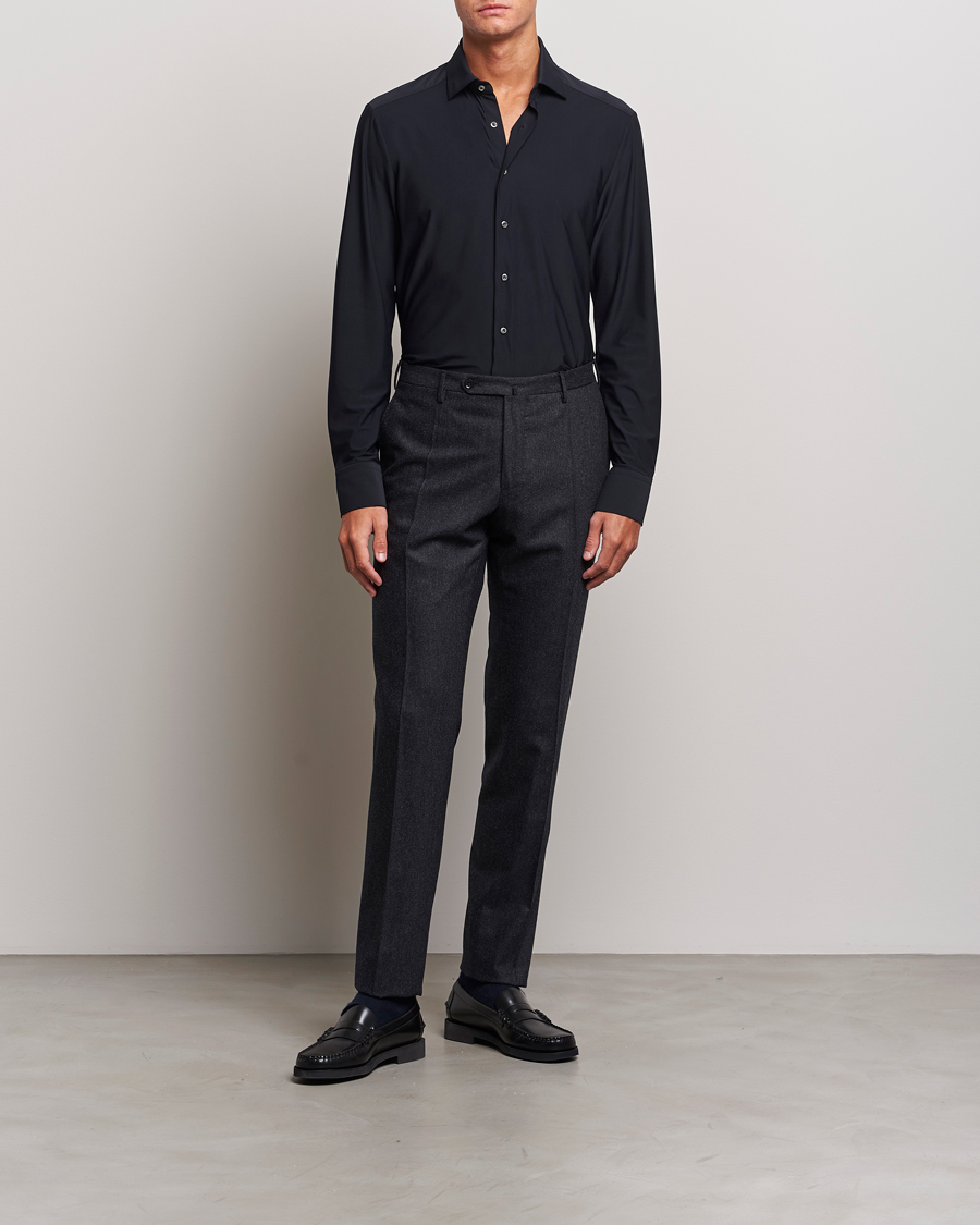 Stenströms Slimline Cut Away 4-Way Stretch Shirt Black