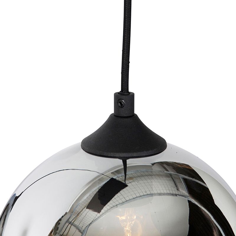 Art deco hanglamp zwart met smoke glas 5-lichts - Wallace