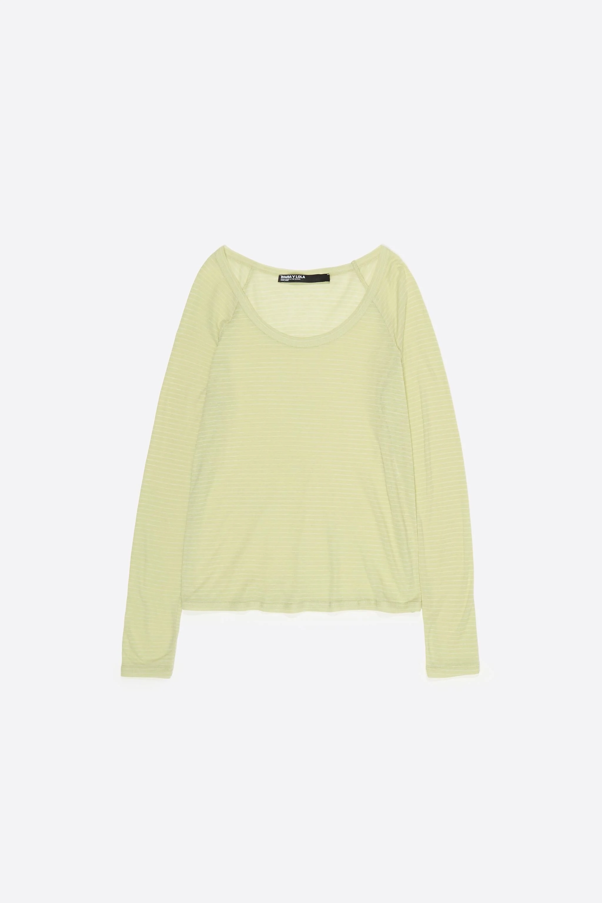 Camiseta raglan listrada em verde limão