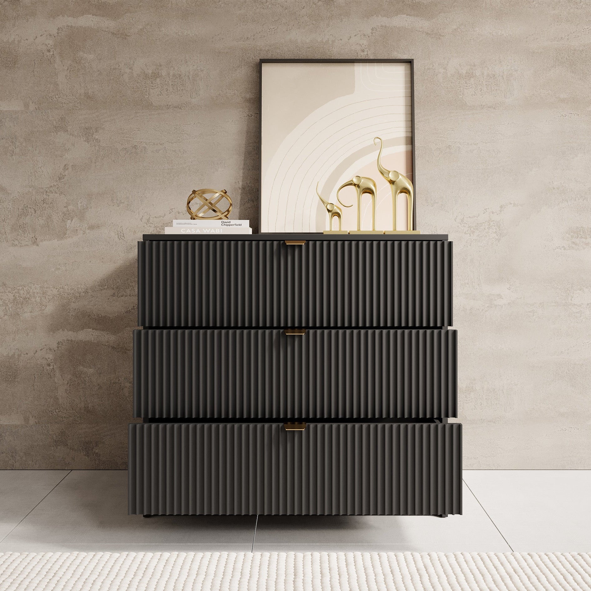 Ladekast Tavares - Zwart - 80 cm