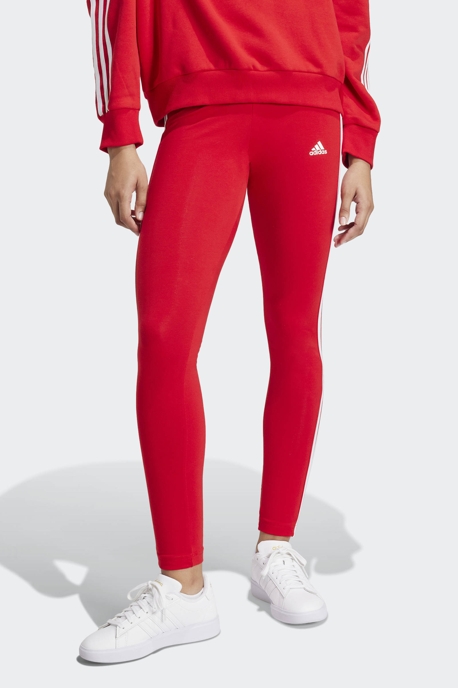 adidas high waist slim fit legging 3S LEG met logo rood