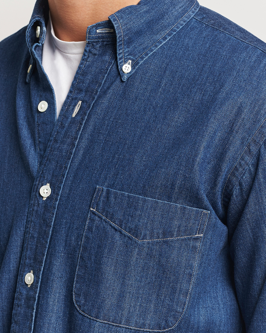 Kamakura Shirts Vintage Ivy Denim Button Down Shirt Dark Blue