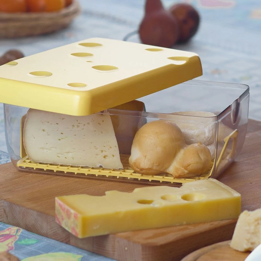 Boîte à fromage avec couvercle transparente et jaune 3 L