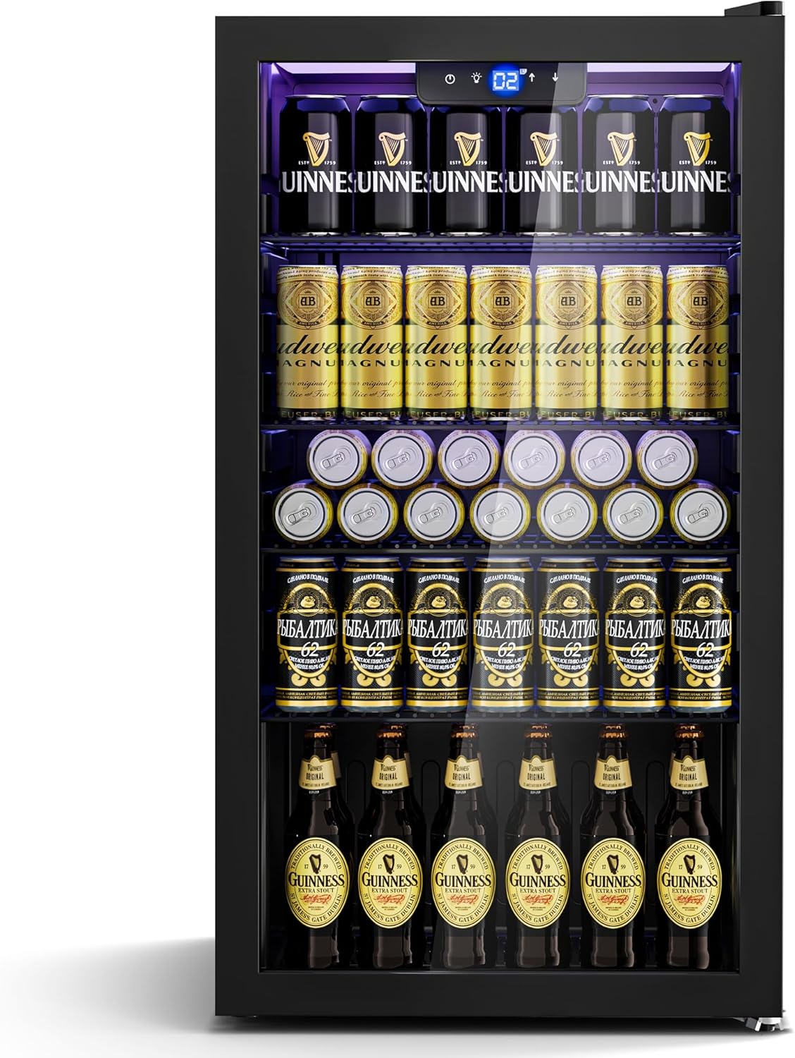 95L Getränkekühlschrank mit Klima KÜHLUNG | Neu: Gleichmäßige Kühlung & frostfrei | 4 verstellbare Ablagen für 130 Dosen | Für Bar, Büro & Haushalt
