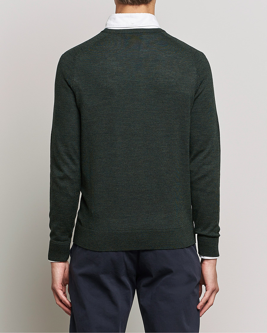 Morris Merino O-neck Olive Melange