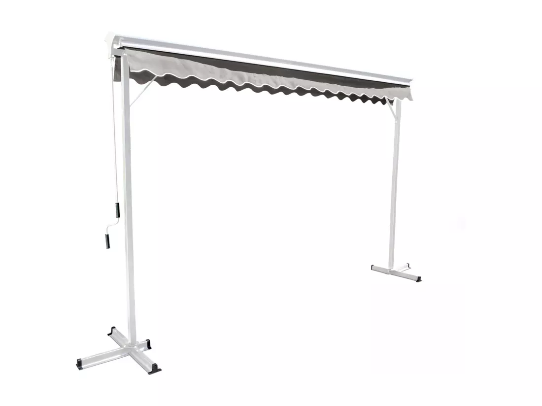 Store double pente 3x3m en aluminium écru