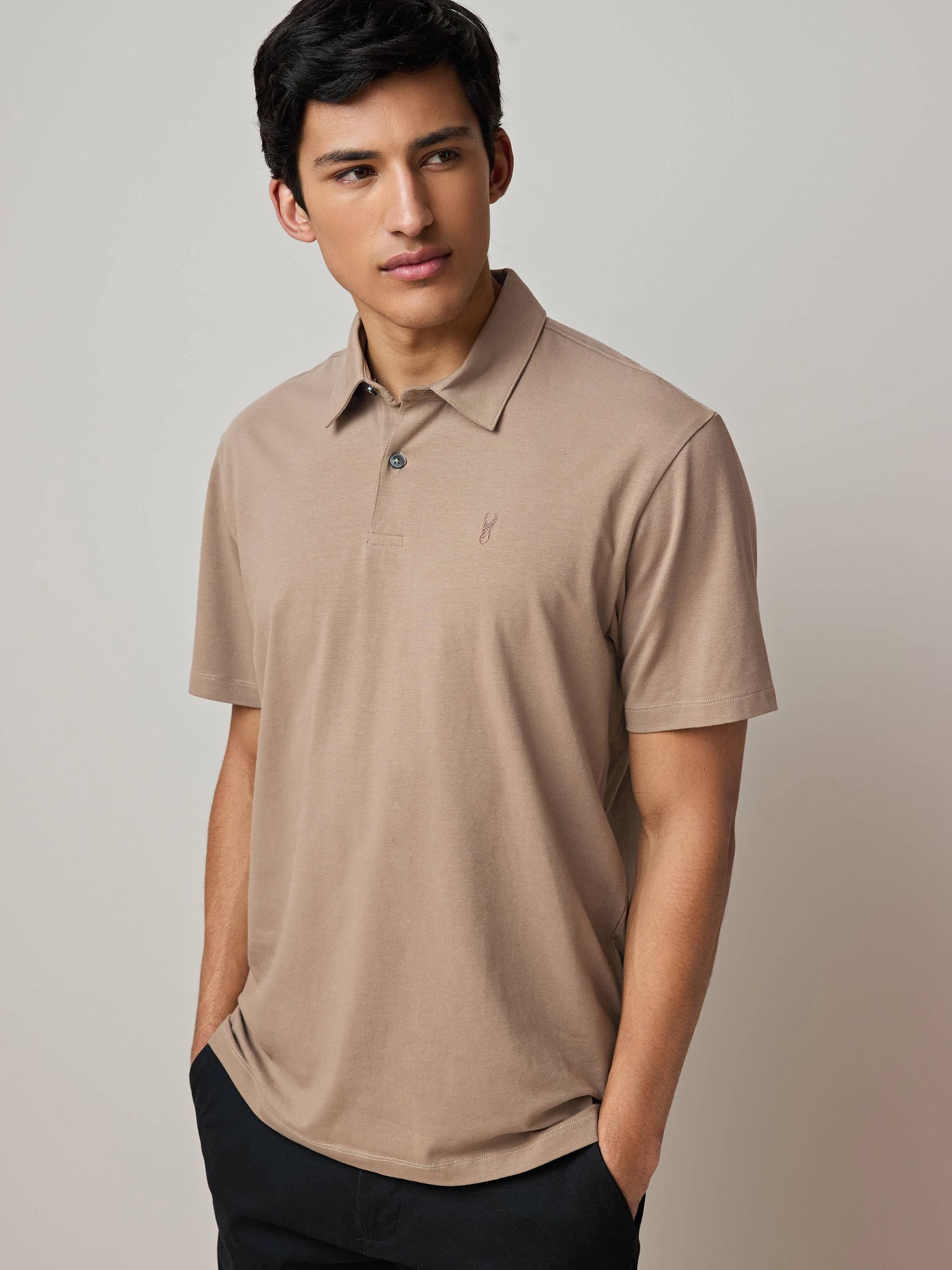 Wit/blauw/naturel/roze/grijs - Normale Pasvorm - Set van 5 jersey poloshirts met korte mouwen
