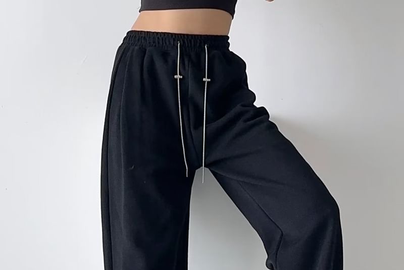 Haneliz - Effen joggingbroek met trekkoord in de taille en rechte pijpen