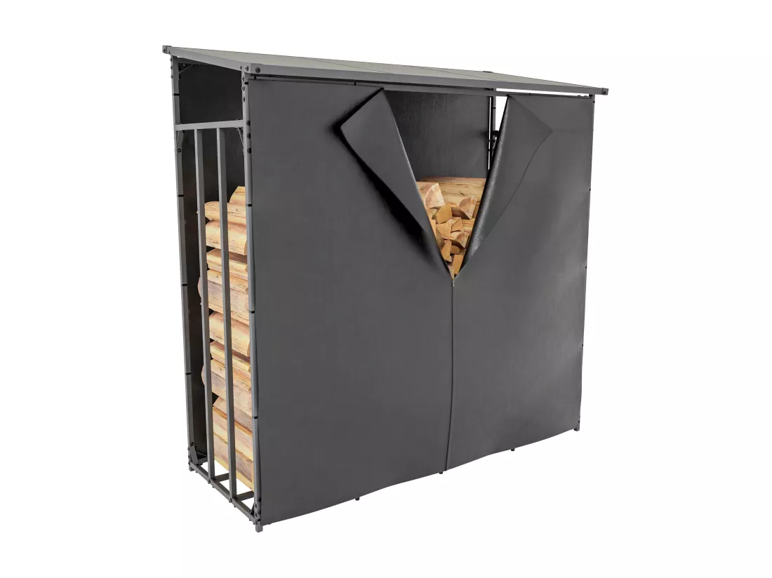 Etagère bois de cheminée - Métal - 165 x 70 x 165cm - Anthracite - Ruston