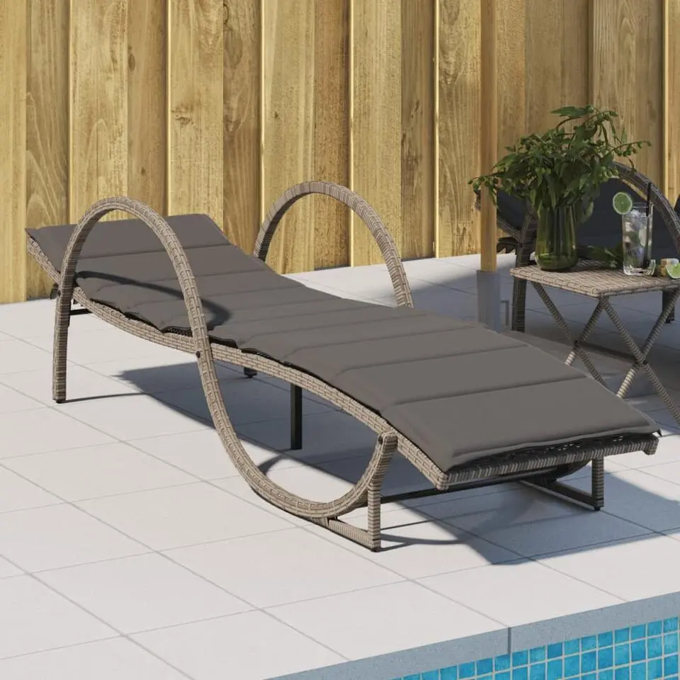 vidaXL - Ligbed - Grijs - Poly rattan