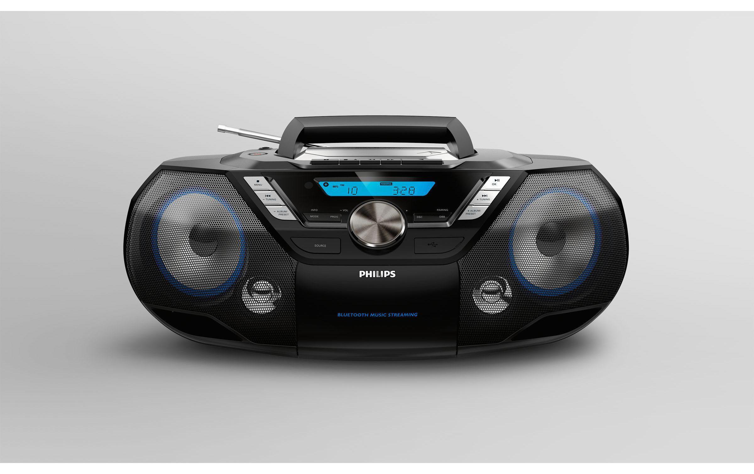 Radio/CD-Player AZB798T/12 Schwarz<br>Portabler CD-Player mit Kassettendeck und Bluetooth-Unterstützung