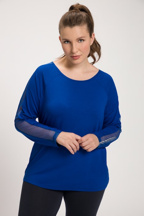 Shirt, Reflektor-Druck, U-Boot-Ausschnitt, Langarm