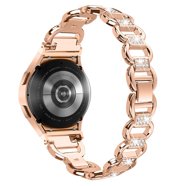 Samsung Galaxy Watch 5 (44/40mm) / Watch 5 Pro (45mm) Edelstahl Armband mit Strasssteinen (Gelenkumfang: 135-225mm) - Roségold