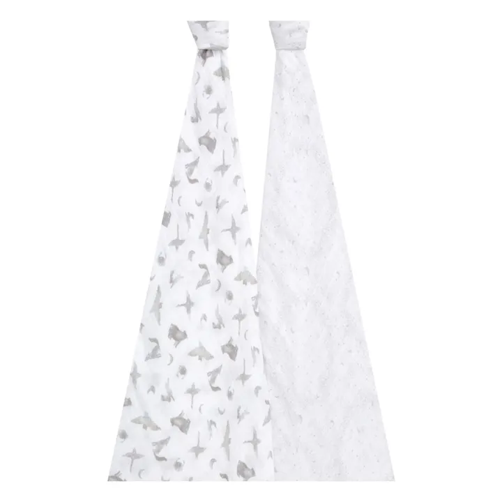 aden + anais Maxi-langes Map The Stars - Set de 2 | Gris clair