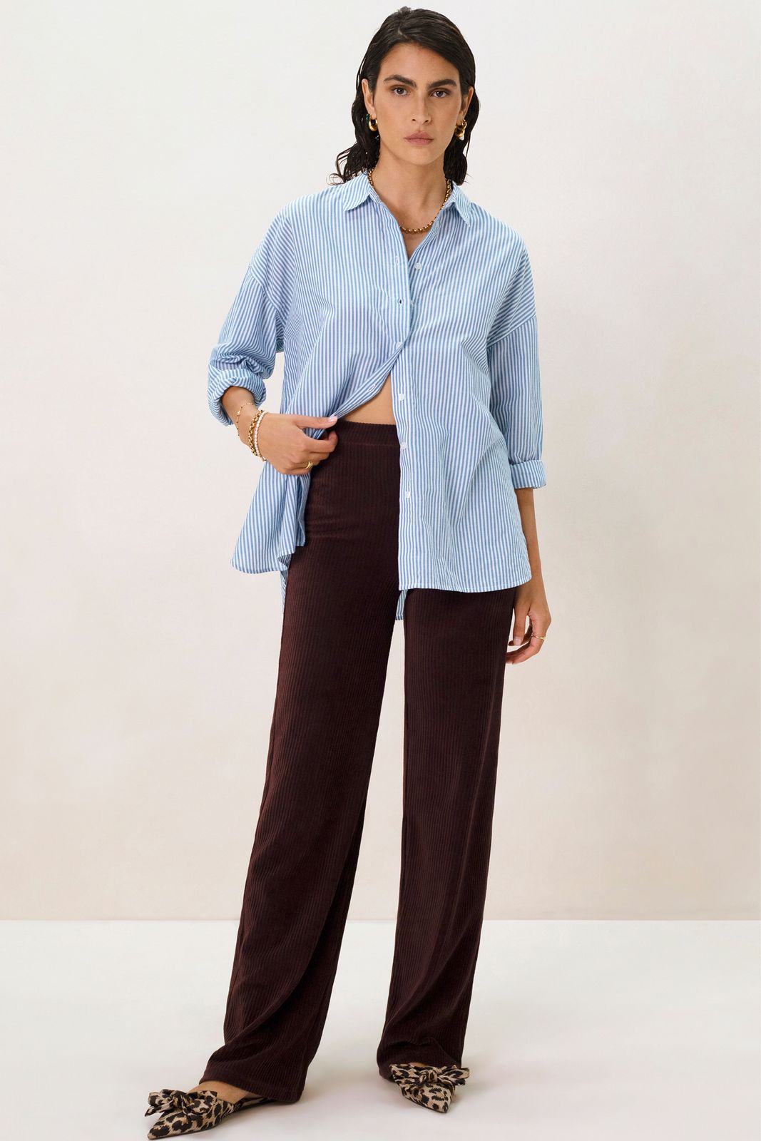 Blauw gestreepte blouse
