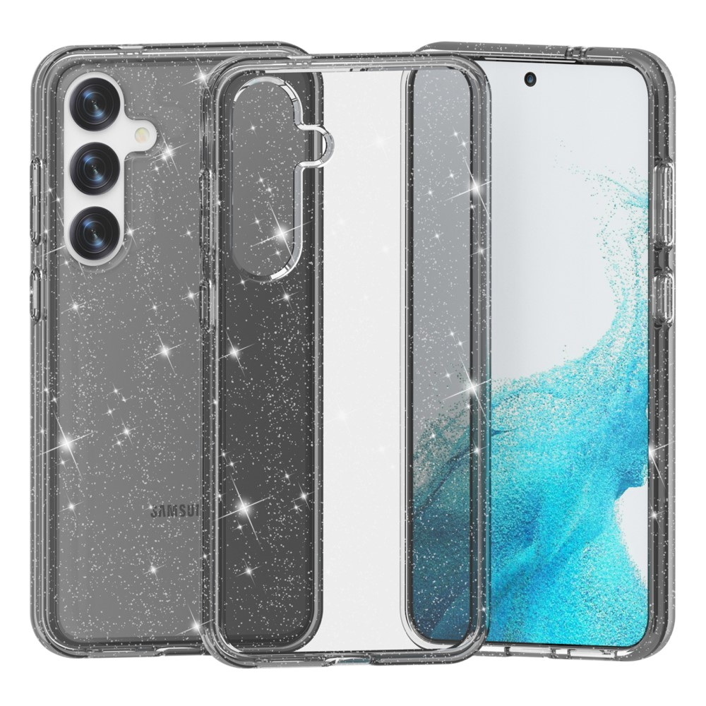 Samsung Galaxy S24 Hybrid Hardcase Schutzhülle im Glitzer Design - Grau / Transparent