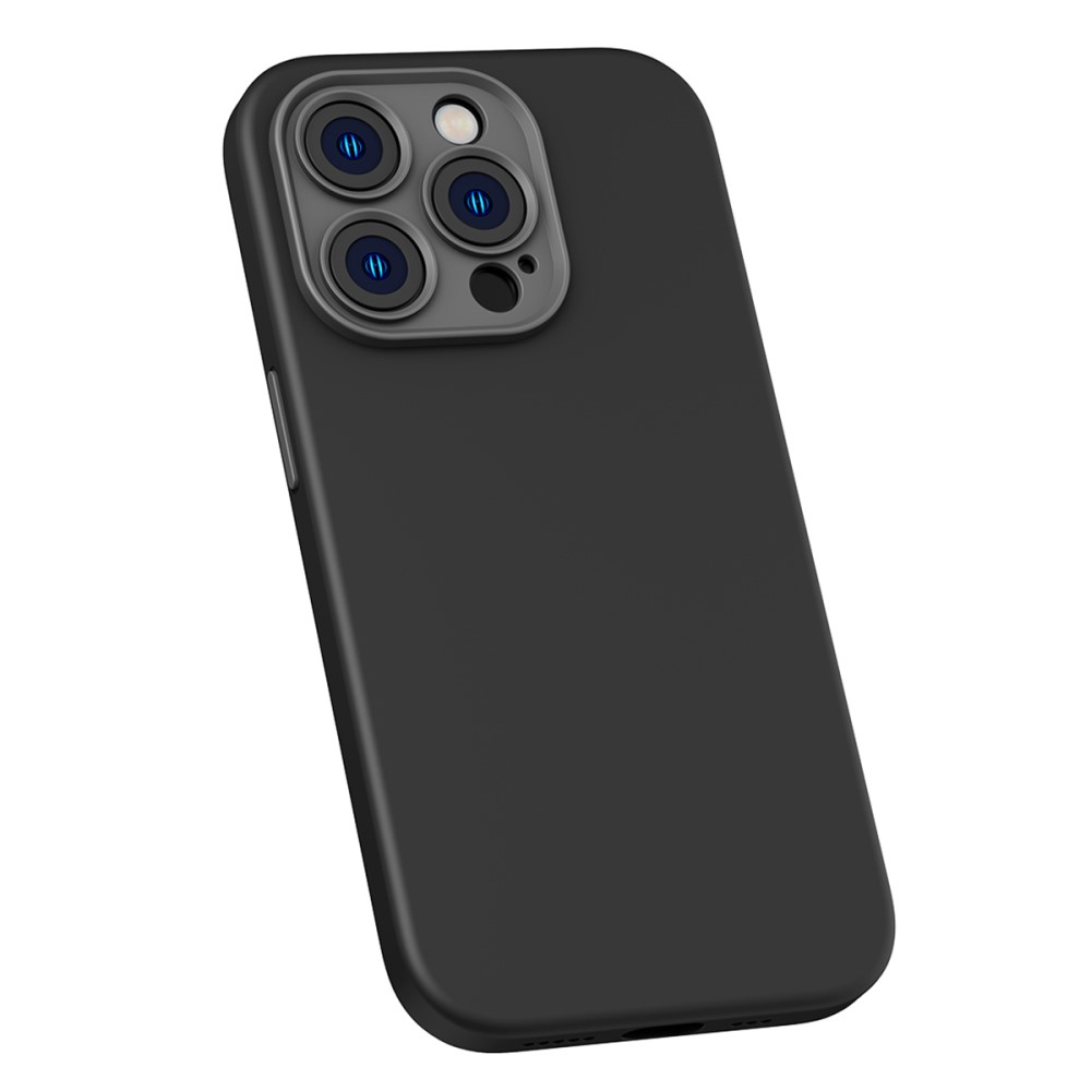 iPhone 14 Pro Max MagSafe Silikon Case Hülle mit Kameraschutz   Display Panzerglas - Schwarz