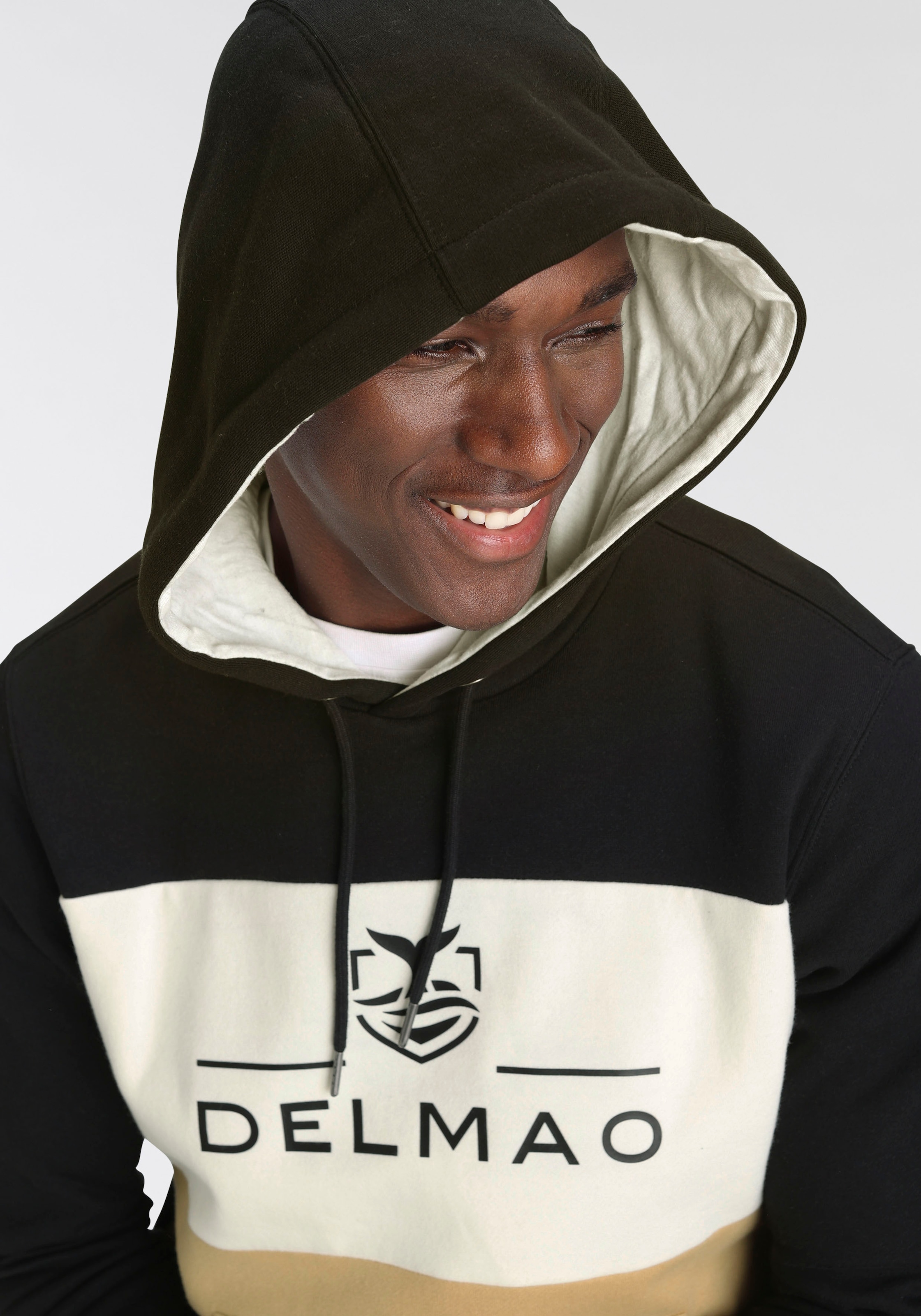 DELMAO Kapuzensweatshirt , Langarm,  lockere Passform,  Colourblocking-Optik,  mit Kapuze