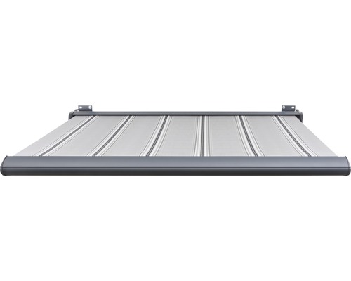 SOLUNA cassettescherm Exclusiv 2x1,5 doekdesign A131 frame RAL 7016 antracietgrijs aandrijving rechts incl. motor en wandschakelaar