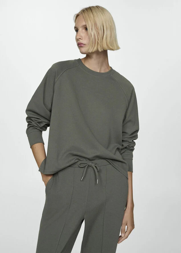 MANGO Decorative stitching sweatshirt Beige - khaki